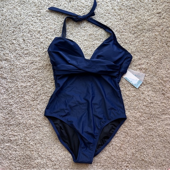 Coastal Blue Other - Coastal Blue Navy Blue Halter One-Piece Swimsuit